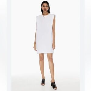 Babaton white cotton shoulder pad t-shirt dress size small